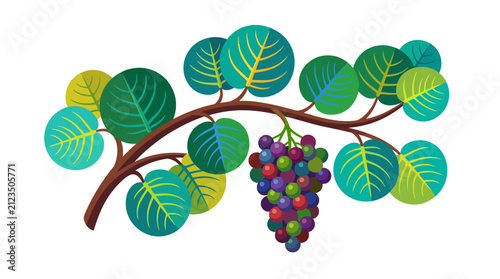Colorful illustration of grape cluster.