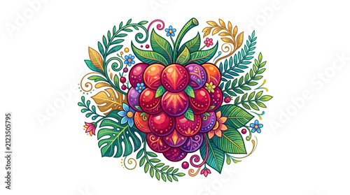 Colorful illustration of fruit bunch.