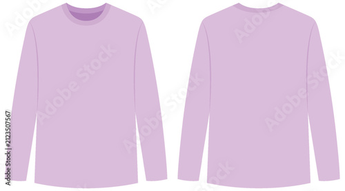 Blank Purple Long Sleeve T-Shirt Mockup Front and Back View