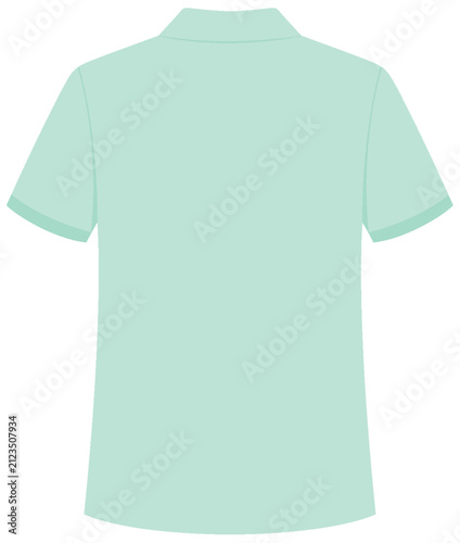 Flat Vector Back View of Mint Green Short Sleeve Polo Shirt