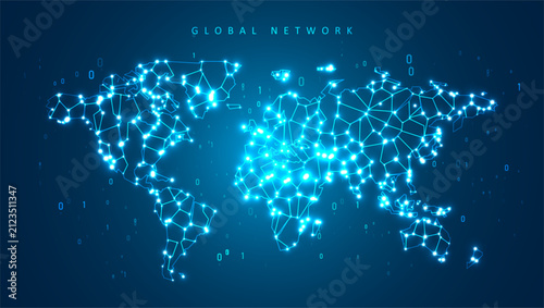 Abstract global technology background. Futuristic data network elements. Digital innovation concept for your design.