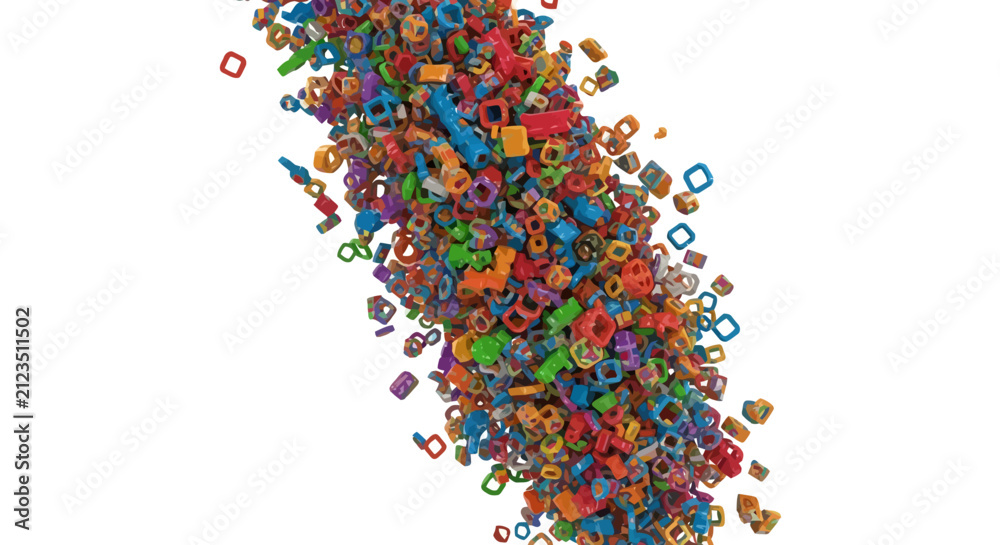 Naklejka premium Colorful plastic toy pieces scattered.