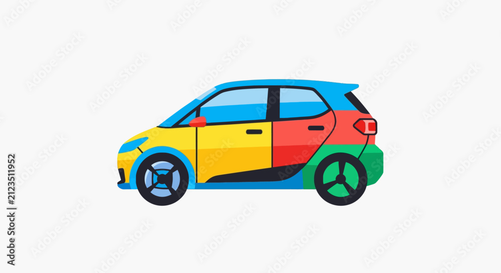 Obraz premium Colorful Small Electric Car Vehicle.