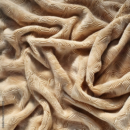 Soft Beige Textured Microfiber Fabric Folds Background