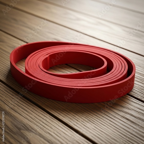 Crimson Coil on Warm Wood Grain