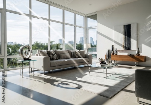 Sun-Drenched Sanctuary: Morning Rays Dance in a Modern Haven
