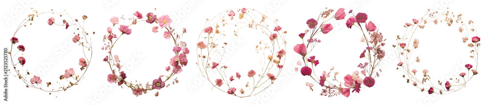 Obraz premium PNG Elegant floral wreaths for decoration on transparent background