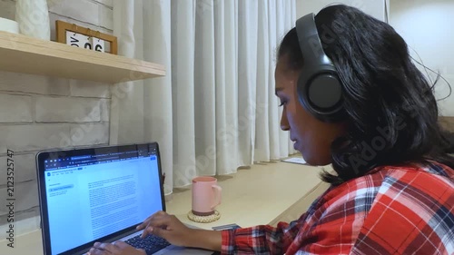 Woman Wearing Typing Shirt Plaid