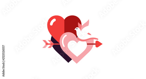 Heart with pink love arrow through.