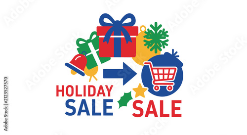 Holiday shopping sale gift icons.
