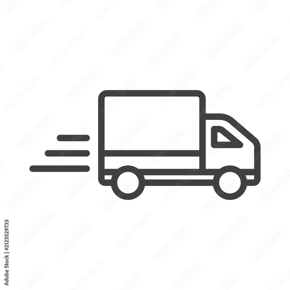 Fototapeta premium Outline delivery truck icon isolated.