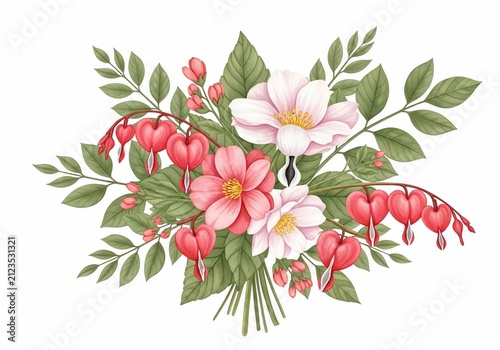 Whispers of Pink and Crimson: A Botanical Embrace