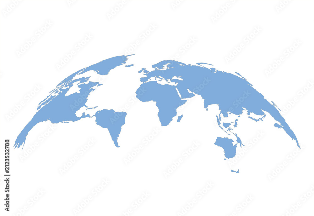 Fototapeta premium Abstract Blue World Map Globe Silhouette on White Background