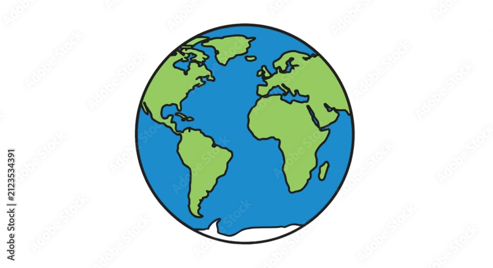 Fototapeta premium Vector illustration of illustration of the earth globe showing continents and oceans on a transparent background