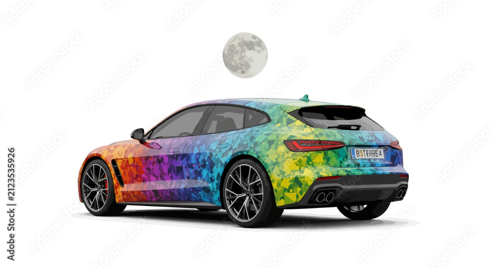 Naklejka premium Multicolor Painted Modern Luxury Car.