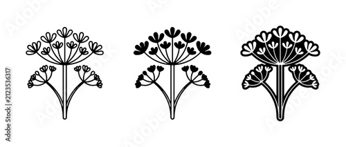 Obraz na płótnie Floral Vector Icons, Delicate Umbel Flower Illustrations, Botanical Art Elements