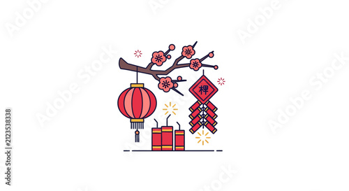 Red Chinese New Year Decoration Lantern.