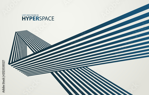 Fotografie Perspective 3D lines in dynamic motion vector abstract background, optical illusion of speed and force, aggressive and insane wallpaper, modern graphics