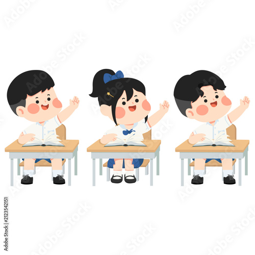 Students Raising Hands in Classroom