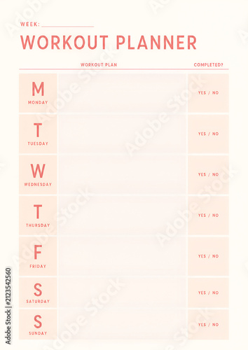 Weekly Workout Planner with Exercise Schedule, Training Goals & Daily Fitness Tracking