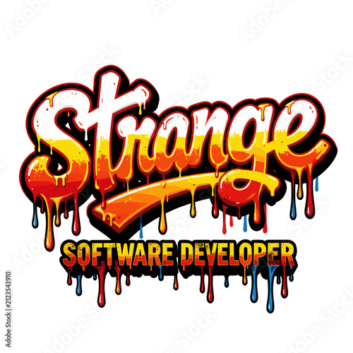Strange Software Developer Logo Dripping Colorful Paint Effect