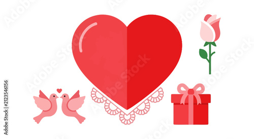Red heart symbol love icon graphic.
