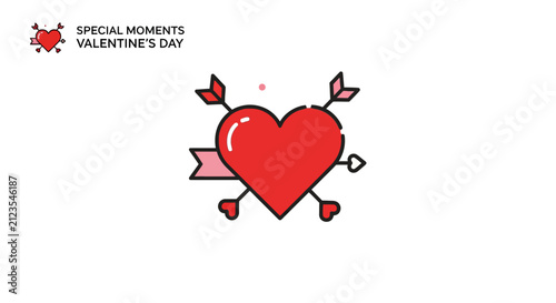 Red heart with arrows Valentine symbol.