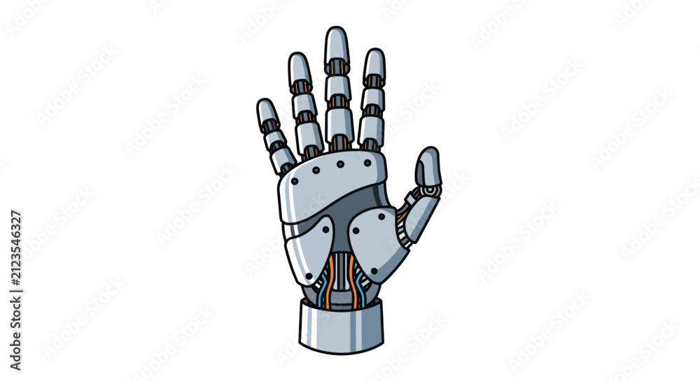 Fototapeta premium Robotic hand with metal fingers extended.