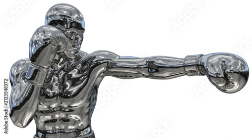 Shiny Metal Boxing Robot Figure.