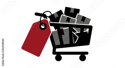 Shopping cart with price tag.