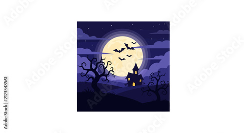 Silhouette of a haunted house.