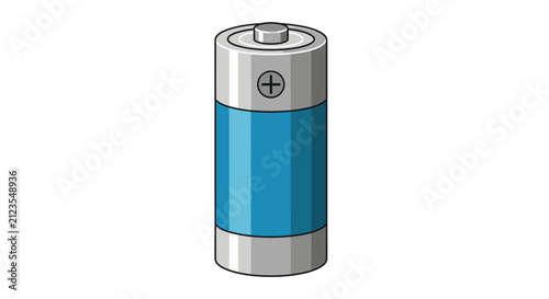 Single blue and silver AA battery.