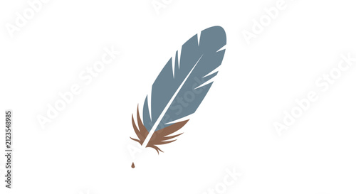 Single Gray Bird Feather Illustration.