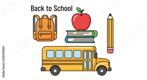 School Bus with Educational Supplies.