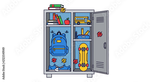 School locker with open doors.