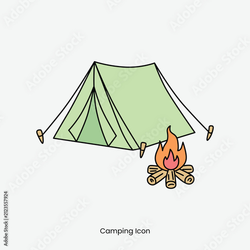 Tent and Campfire Camping Illustration