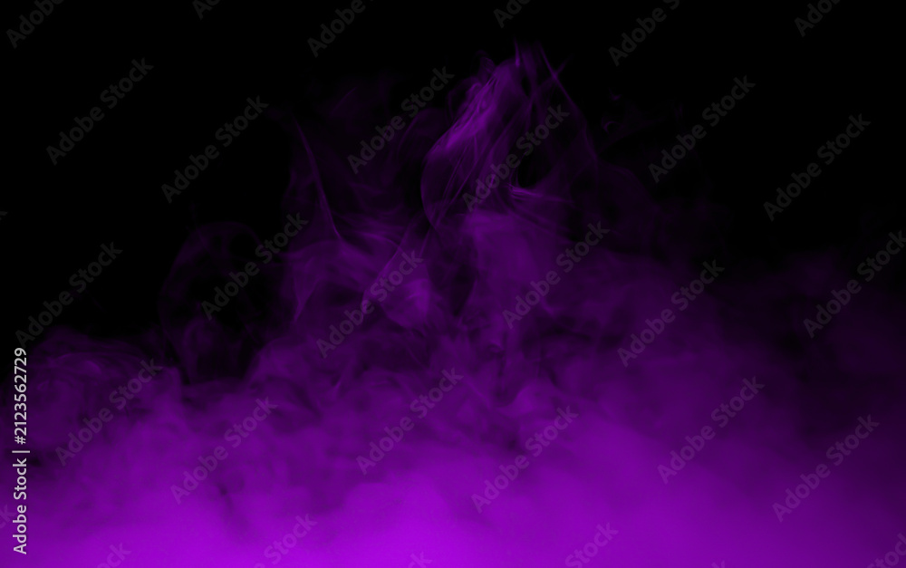 Naklejka premium Abstract purple smoke and fog swirling on black background with glowing violet texture and copy space, ideal for mystery, fantasy, vapor, energy, atmospheric, and creative design concepts.