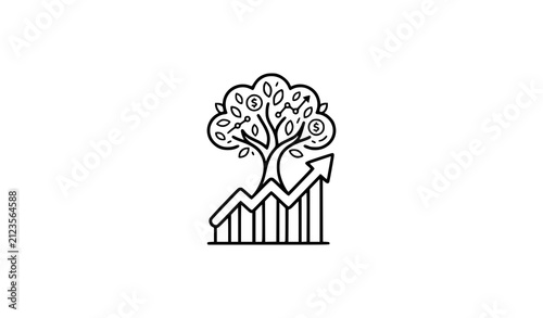 Business Growth Tree Icon Vector Illustration