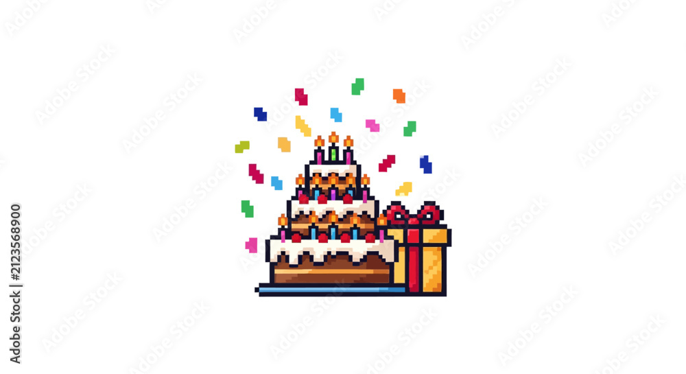 Fototapeta premium Birthday cake with colorful confetti.