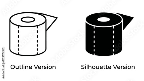 Bild auf Leinwand Toilet Paper Outline and Silhouette: A graphic representation of toilet paper showing both an outline version and a silhouette version, symbolizing hygiene and daily necessities