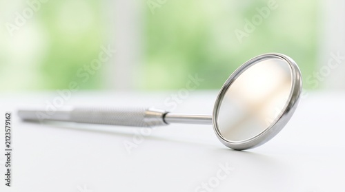 Professional Dental Mirror Tool on White Surface
