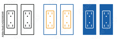 Electrical Outlet Dual Power Socket Wall Plate Icon Set Outline Glyph