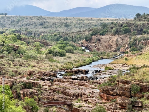 Bourke's Luck Potholes near Graskop, Mpumalanga, South Africa, featuring rocky outcrops and a wooden bridge