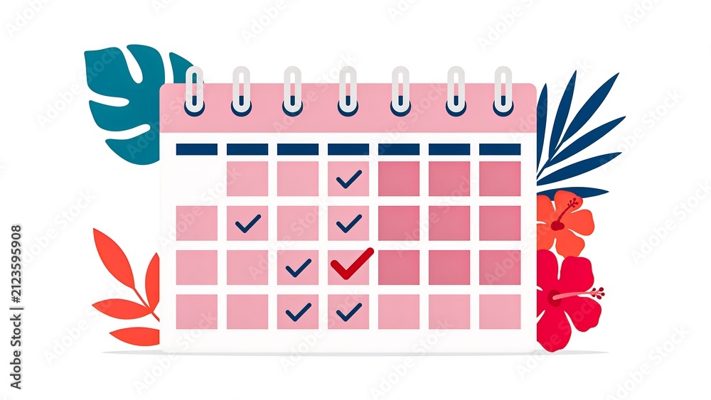 Obraz premium Monthly planner calendar with completed checklist for schedule planning and time management