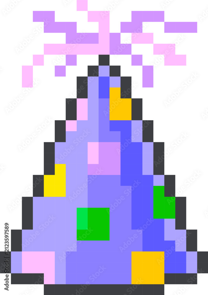 Fototapeta premium Party Hat With Confetti Pixel Art