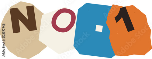 Colorful no one number text design cutout letter