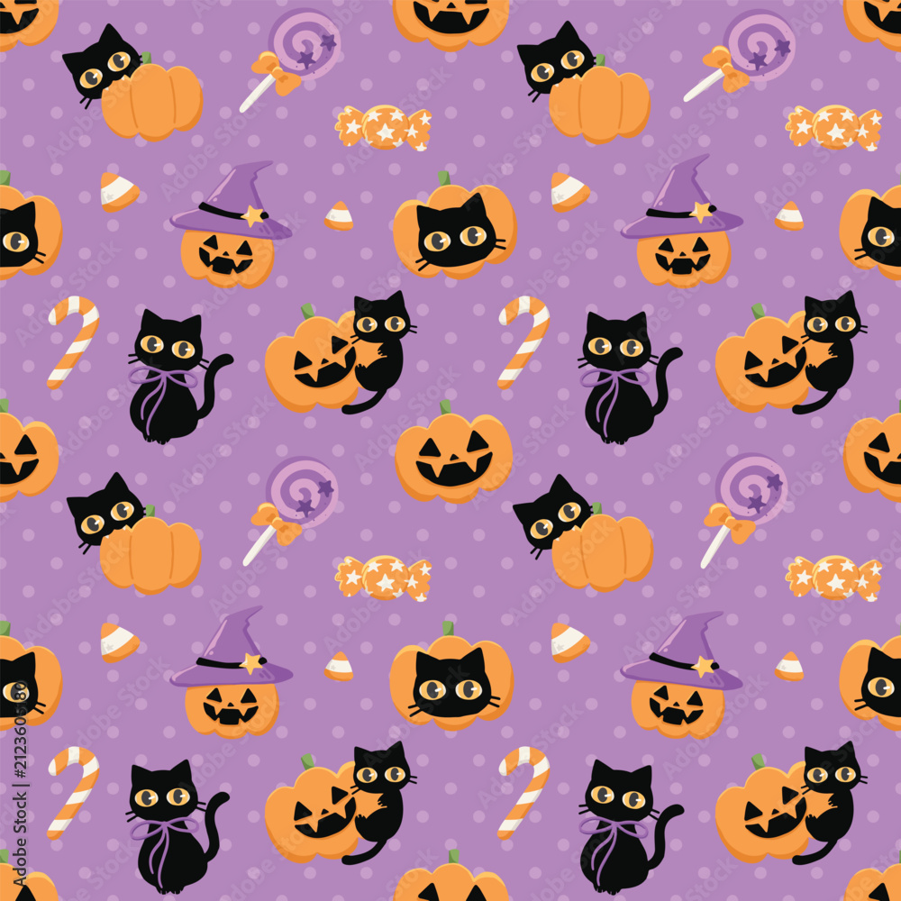 Obraz premium Candy Witch Cat Pattern