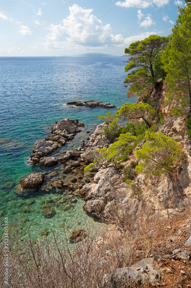 Fototapeta premium Croatia - The beautiful coast of Peliesac peninsula near Zuliana
