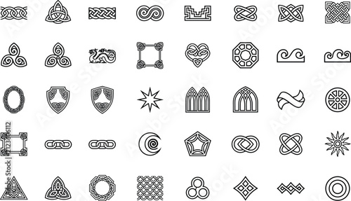 Set of celtic and ornamental design elements for art, decorations, and graphic projects