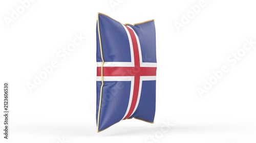 Pillow with the flag of Iceland on white background
